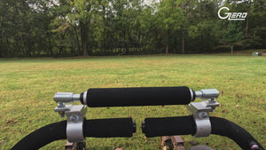 POV video of using a Zero Turn mower with a Zero-Turn Bar attached. Video shows mowing with full functionality with one hand, 3-point turn, cutting around trees, precision mowing, and other utilities. 