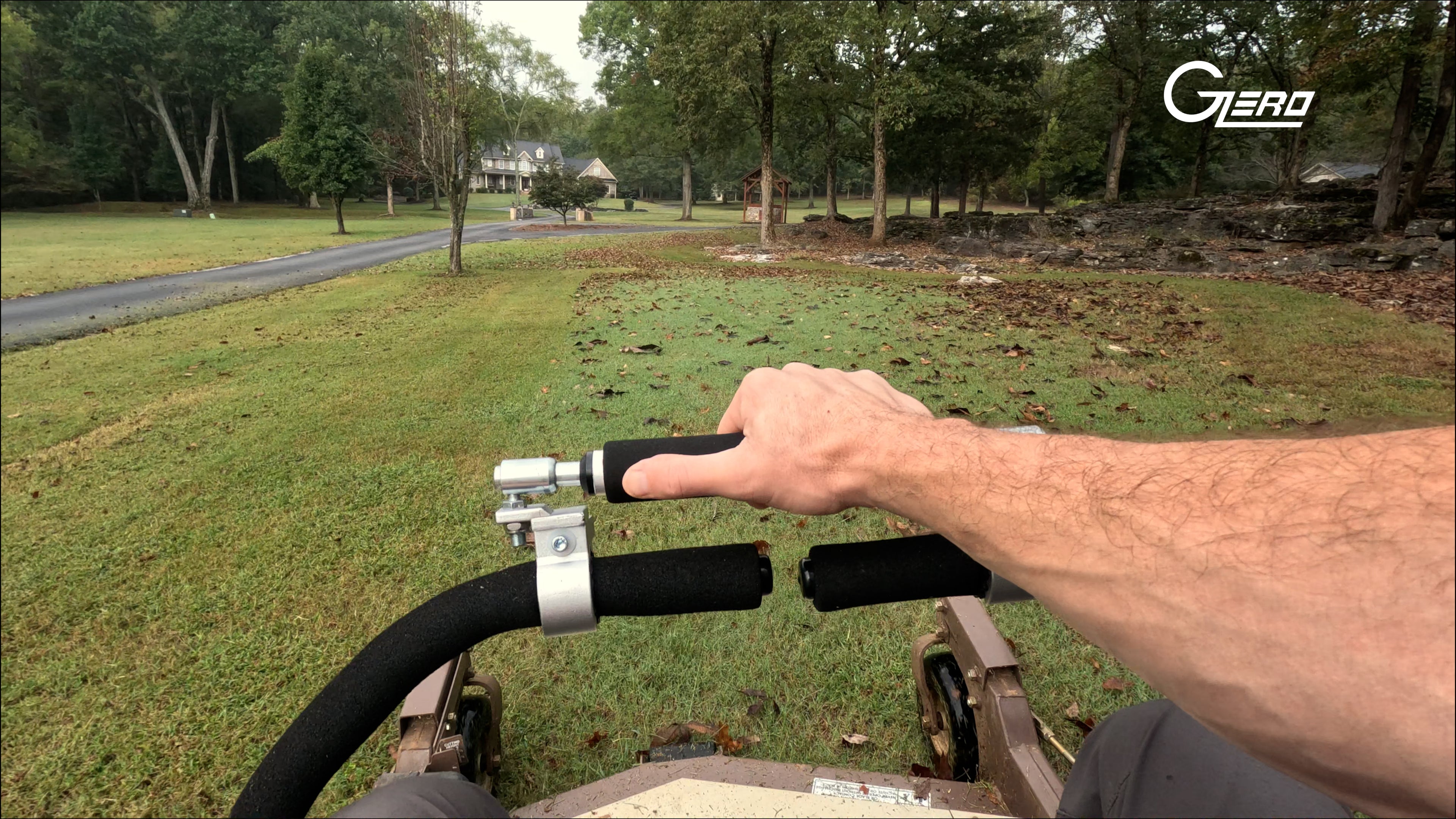 Load video: POV uncut video of a landscaper mowing a yard to perfection with the Zero-Turn Bar.